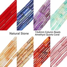 13x4mm Column Shape Natural Stone Onyx Lapis Lazuli Opal Amethyst Bead Round Pip