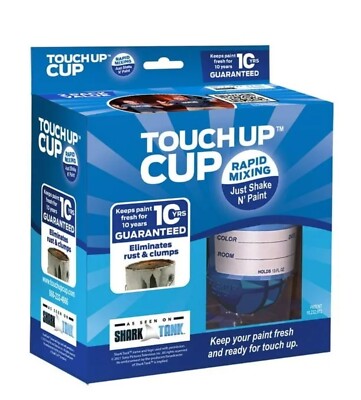 Touch Up Cup Two Pack Paint Storage Solution Recycled Plastic Blue Lid, sticker