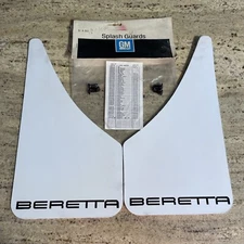 (1) Pair Beretta Mud Flaps Splash Guards (Rat Rod, Street Rod) White NOS 999740
