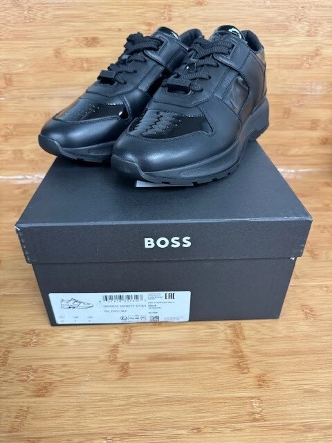 Buy BOSS Low-Top Lace-Up Trainers with Logo | Black Color Men | AJIO LUXE