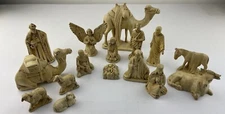 Vintage Nativity Large Set 16 Piece Dated 1977 Jesus Angel Wisemen Mary Joseph