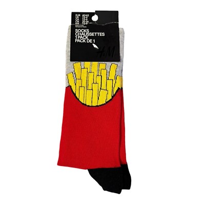 New H&M French Fries Crew Socks Unisex Adult & Juniors Size (7.5-9)