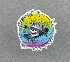 Happy Hour Rippin' & Sippin' Skateboard Sticker 4.25"