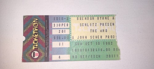 THE WHO "Final Tour" | 10. Oktober 1983 | It's Hard Tour | NJ Konzert Ticket Stub! - Bild 1 von 2