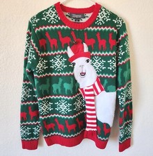 33 Degrees Surprised Llama Snowflake FairIsle Ugly Christmas Sweater Size Small