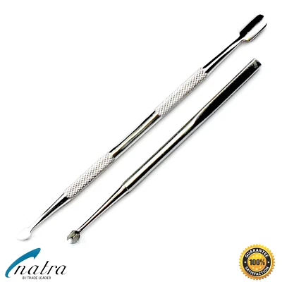 Juego de 2 empujadores de cutículas empujador manicura pedicura cuchillo de cutículas NATRA