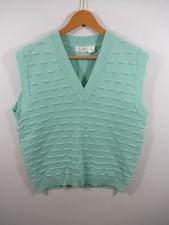 Vintage 80s Sweater Vest Women Large Aqua Sleeveless Cheryl Tiegs