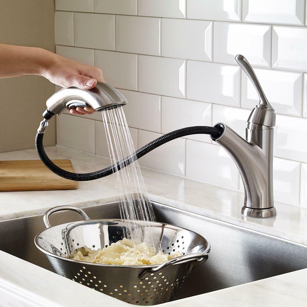 Pfister Cantara Single-Handle Pull-Out Sprayer Kitchen Faucet in Stainless Steel