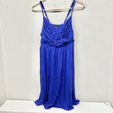 Massimo Blue Spaghetti Strap Midi Dress Womens S Ruched Bodice Flowy Summer