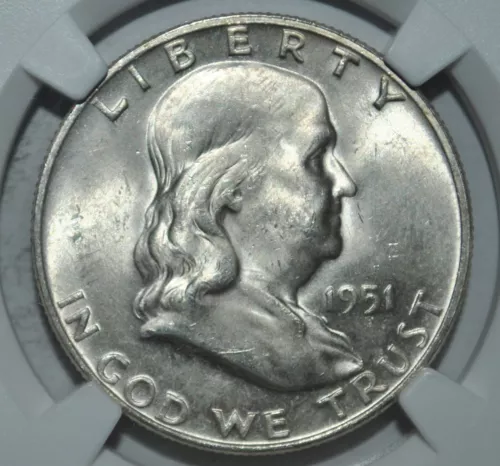 1951-D Franklin Half 50C NGC MS63 FBL