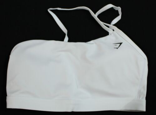 Gymshark Women's One Shoulder Light Support Sports Bra DM3 White Medium NWT