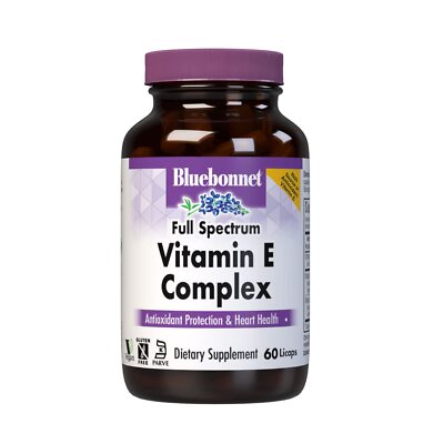 Bluebonnet Natural Full Spectrum Vitamin E Complex 60 Licaps Vegetarian Suppl...