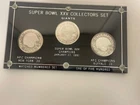1990 Super Bowl XXV Collectors Set 3 One Troy OZ. .999 Fine Silver Coins