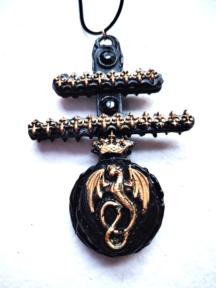Ожерелье с распятием подвеска амулет талисман Дракула Святой Георгий крест темный дракон - Изображение 4 из 4