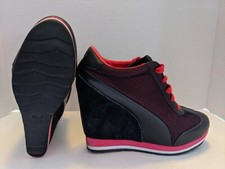 Zapatos de cuña Puma de gamuza para mujer EE. UU. 6,5 negro rosa intenso 35542101
