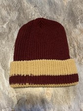 Vintage Knit Winter Hat - Maroon/Tan - Unisex