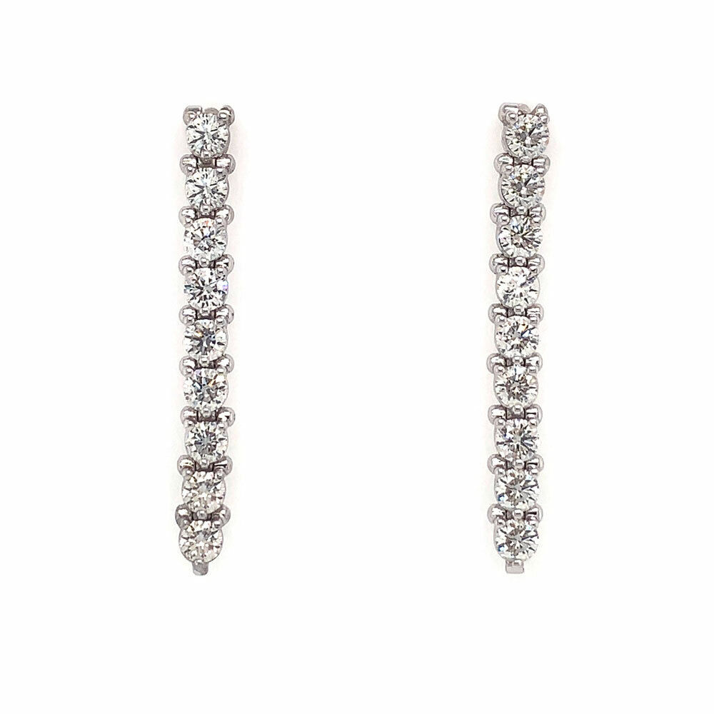 3 00 Cttw F Si 1 Round Diamond Tennis Style Drop Dangle Earrings 14k White Gold Ebay