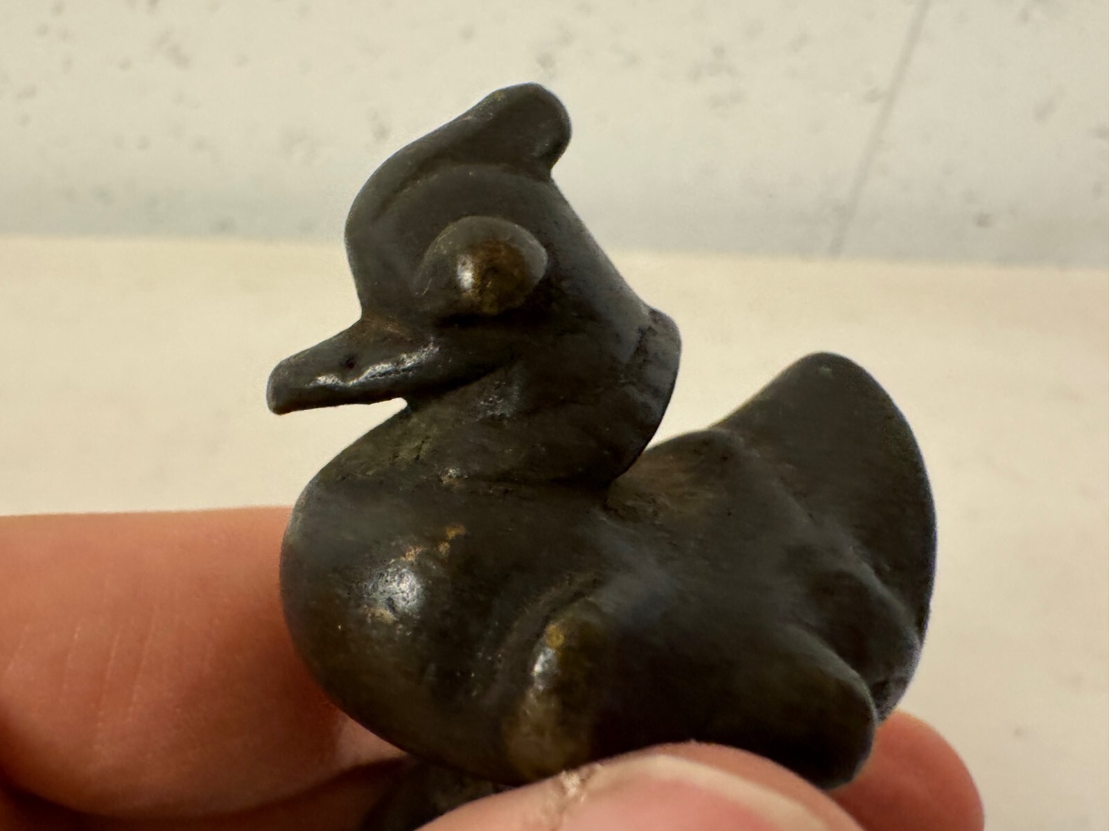 Antique Burmese Bronze Duck Form Opium Weight 318 grams