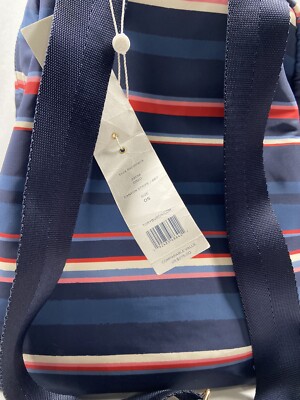 Tory Burch Ella Canyon Stripe Backpack Blue Multi NWT Nylon  display picture 1