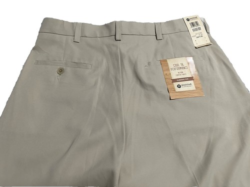 Haggar classic fit cool 18 performance tan khaki pants 34 waist 34x34 NWT NEW - Picture 4 of 5