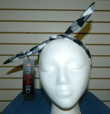 M Style Lab New Womens Black White Plaid Headband