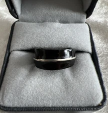 Irish Bog Oak & Stainless Steel Ring Sz 4.75 - 5 ARTISAN Great Craftmanship!