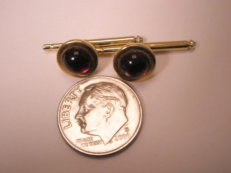 SINGLES (2) 3/8" Rojo Redondo Vidrio Cúpulas Vintage FOSTER Formal Esmoquin Camisa Stud k82 Foto 2 de 4