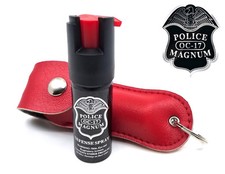 Police Magnum pepper spray .50oz red keychain holster case self defense security