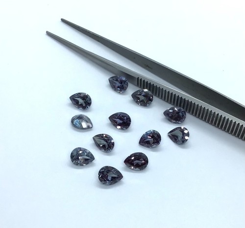 AAA Synthetic Alexandrite Pear Nano Crystal Gemstone For Jewelry 4x6 to 10x14mm - Picture 13 of 24