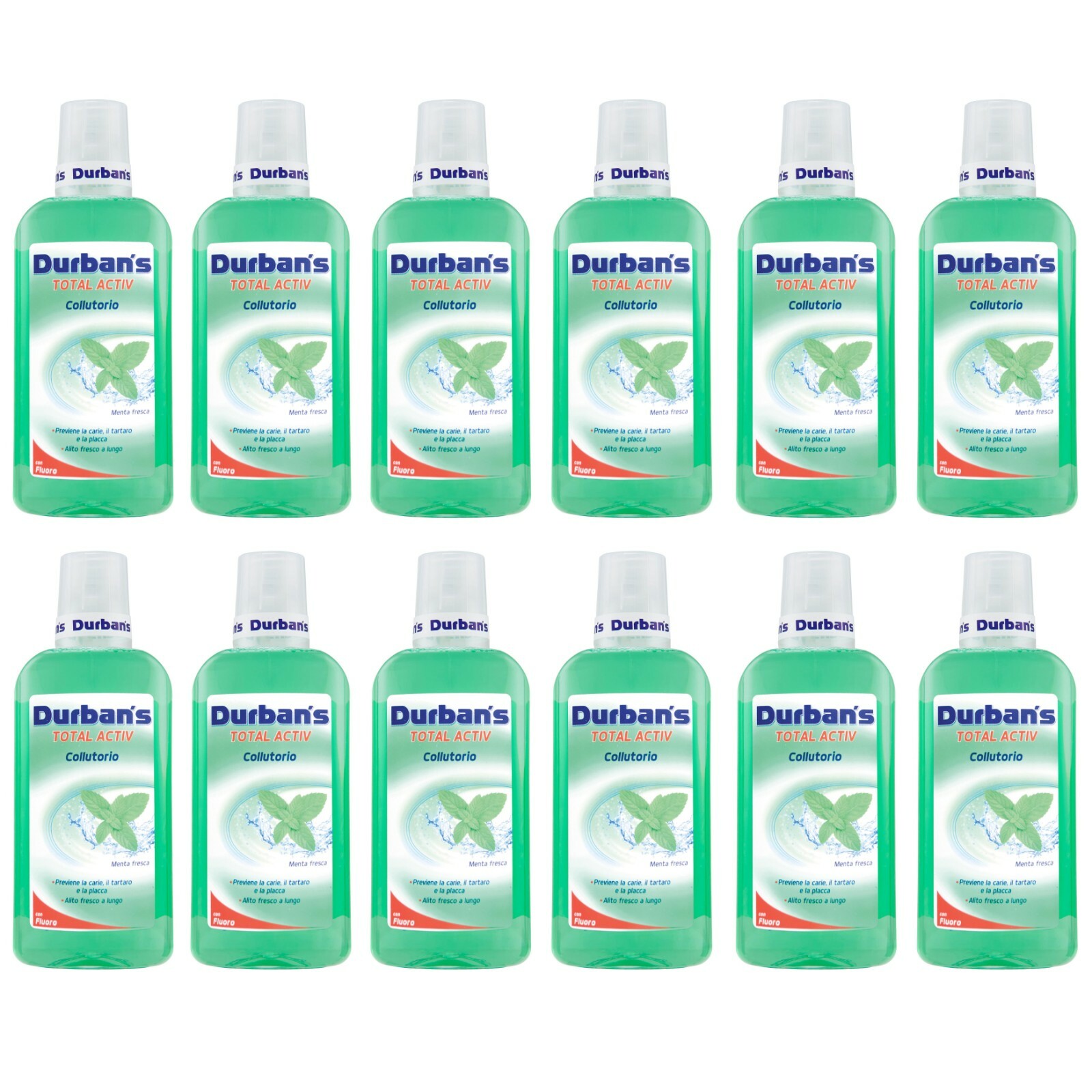 2 Flaconi Durban's Collutorio Total Active Carie Placca con Fluoro Menta Fresca - Immagine 2