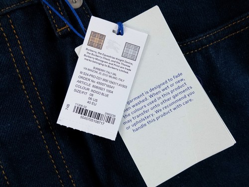 BURBERRY heavyweight navy blue Japanese denim mini skirt with rose print hem NWT - Picture 6 of 13