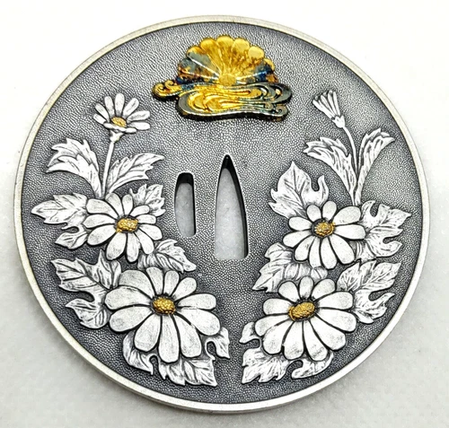 1976 Hyogo Police, Operation Kikusui Commemorative Medal, Kikusui Crest & Tsuba - Picture 1 of 6