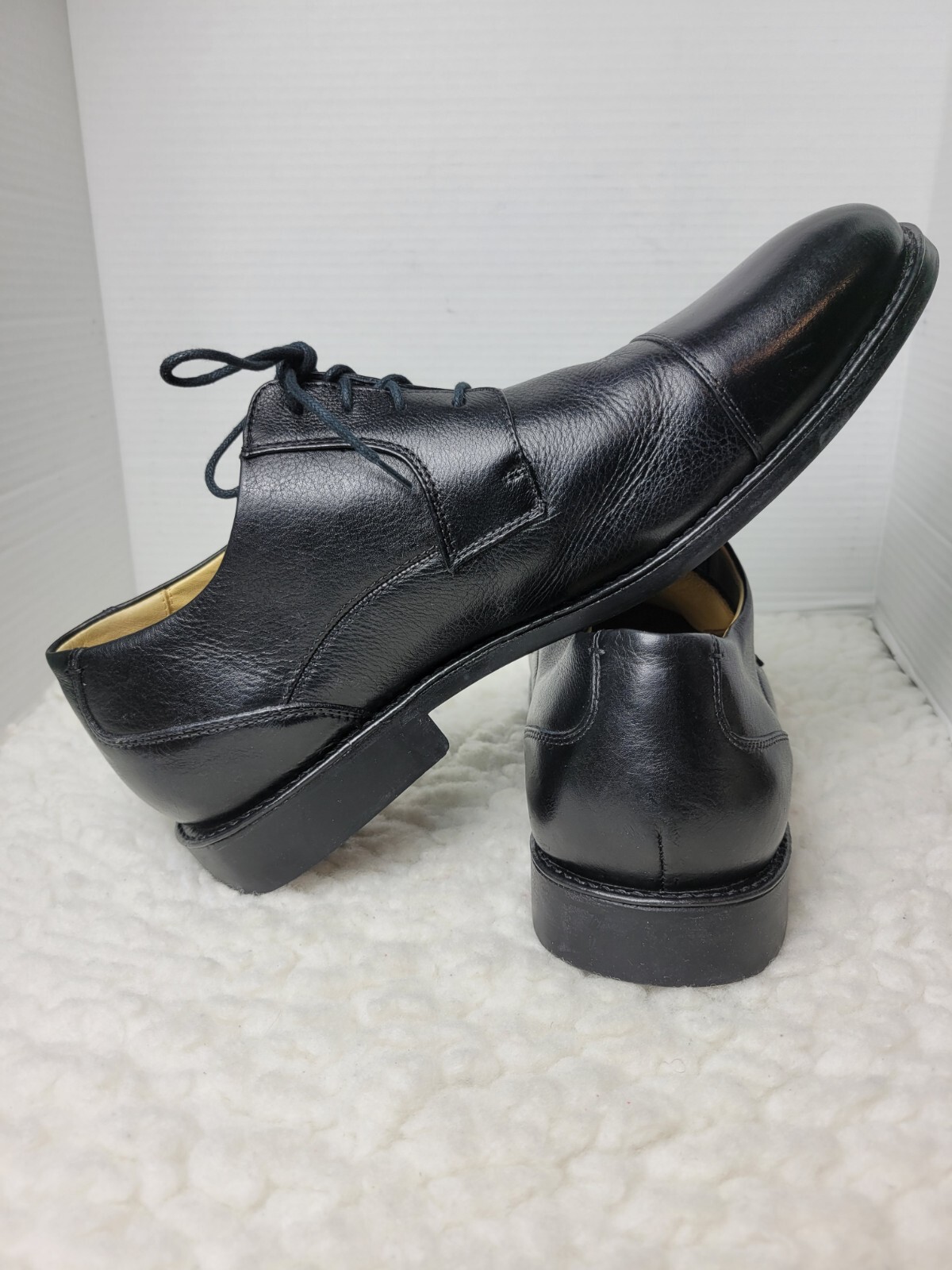 SAOLA Scarpe Oxford Belvedere Studio Duke da uomo taglia 13 nere con punta a cappuccio in pelle