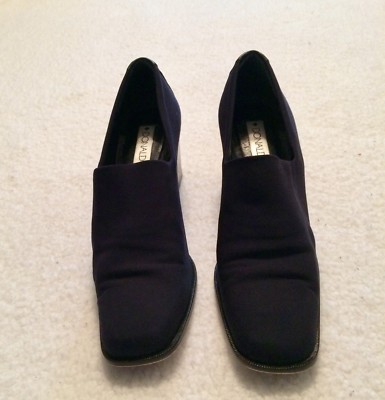 Donald J Pliner Navy Blue & Black Stretch Fabric Block Heel  display picture 2