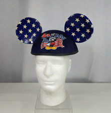 Disney Blue Mickey Mouse Ears Hat 4th Of July Souvenir Disneyland Adult Cap