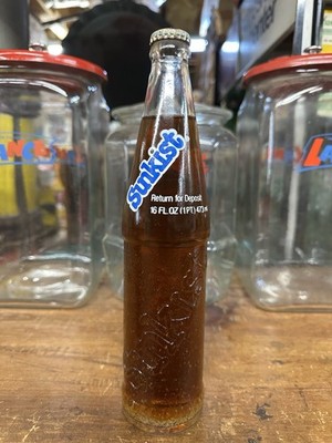 VINTAGE SUNKIST FULL 16 oz BOTTLE SIGN CRATE COCA COLA RC.