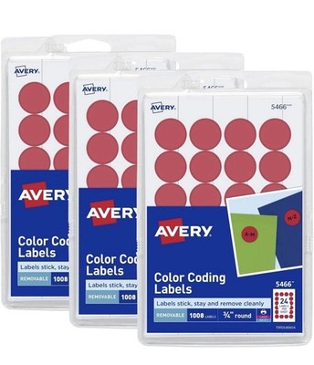 Avery 05466 Round Color Coding Label - 0.75'' Diameter 4 Pack Free Shipping