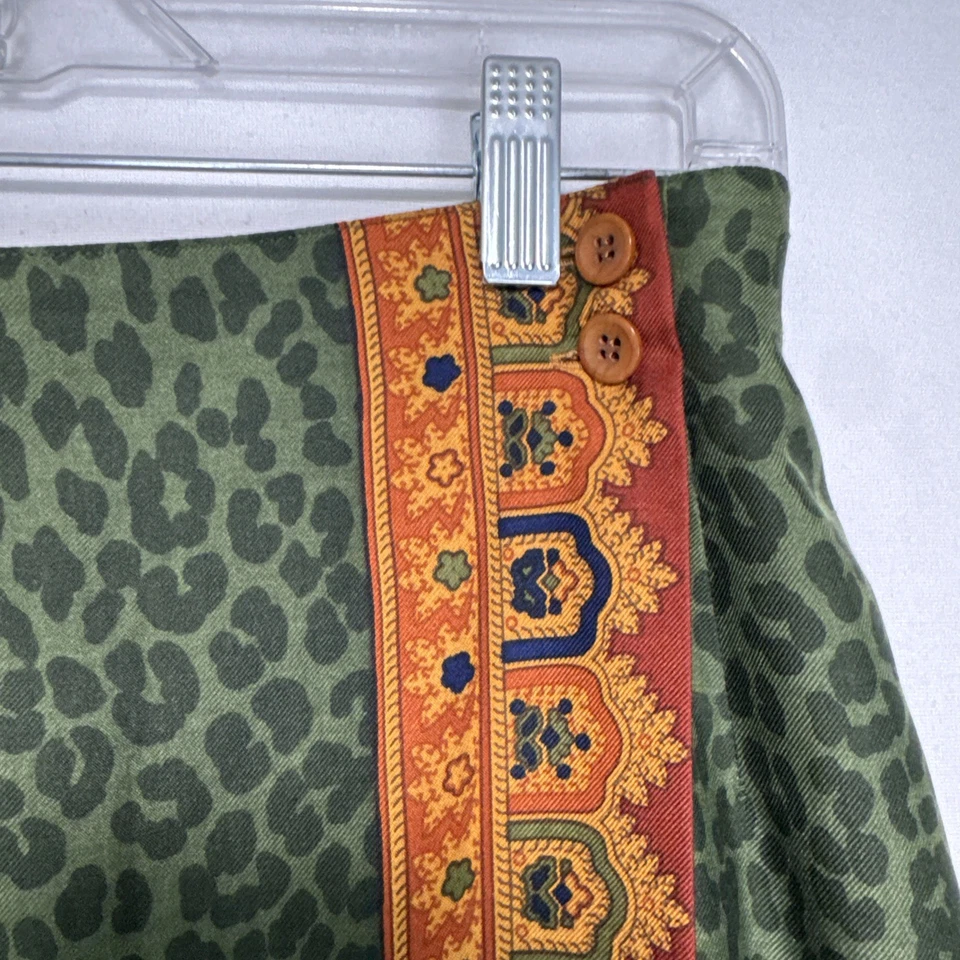 Impresionante Falda Larga de Seda Carlisle Mujer Talla 4 Estampado Azteca Verde Marrón Estampados Foto 2 de 4