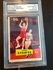 Dolph Schayes 1957 Topps  Signed Rookie Card #13 RC AUTO PSA/DNA. rookie card picture