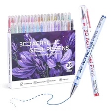 3D Acrylic Gel Pen,36 Colors Acrylic Paint Markers With 1 mm Bullet Tip Point...