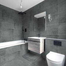 Image of 300x600 Grey Concrete Effect Ceramic Wall Tile Matt Kitchen Bathroom SAMPLE CUT