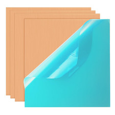 4PCS Pure Copper Sheet 6 X 6 X 0.05 , 18 Gauge Thickness, Film Attached Copper