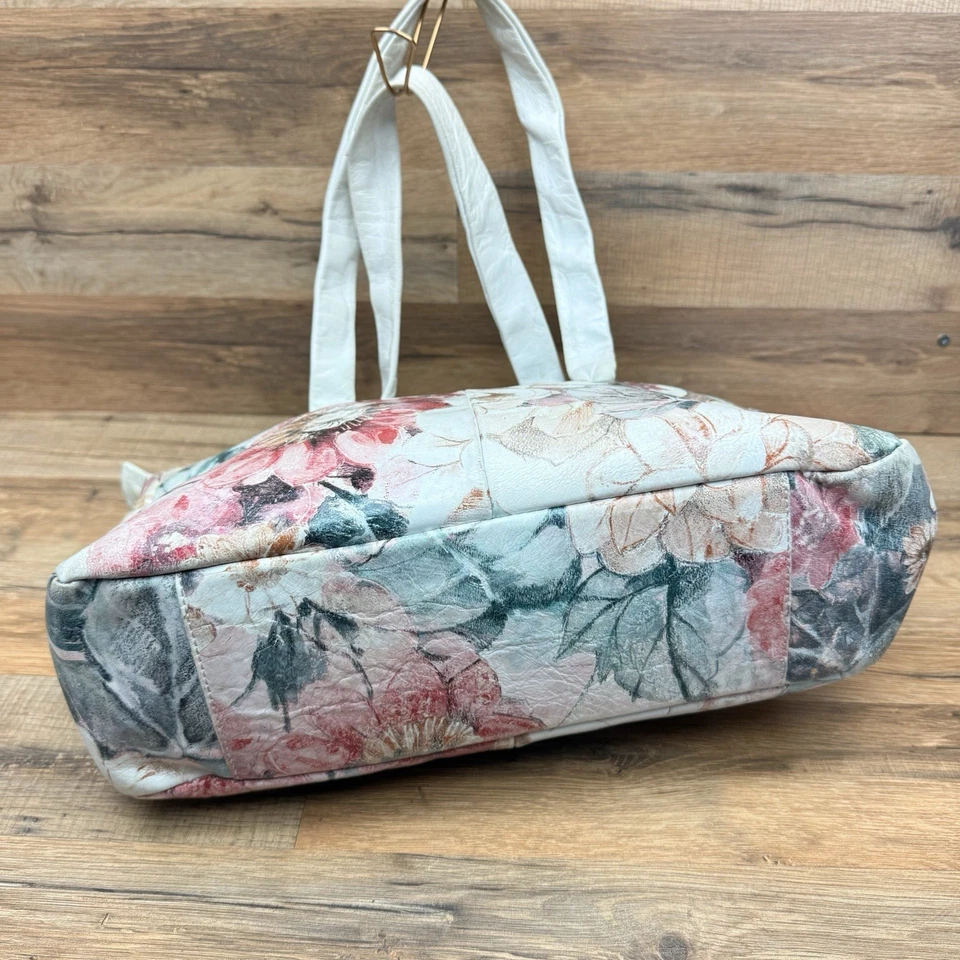 Bolso de Hombro Hobo de Cuero Floral Multicolor Maurizio Taiuti Foto 3 de 4