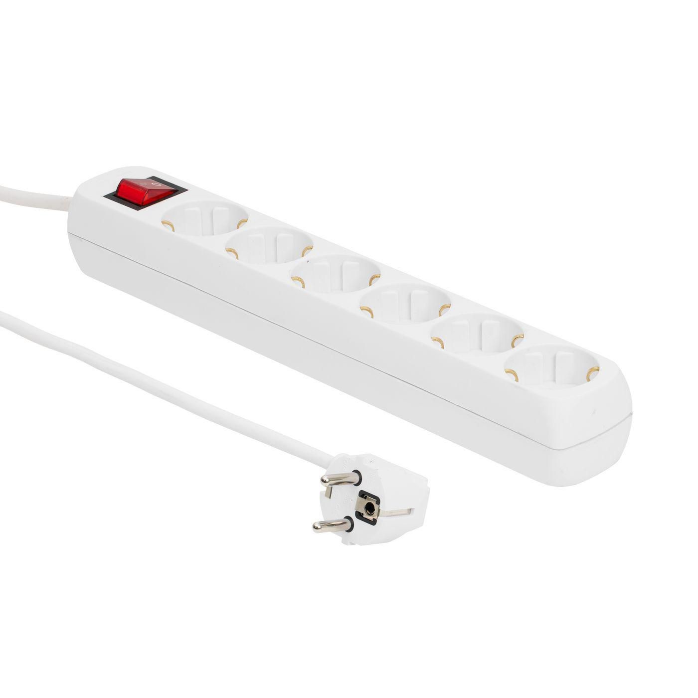 MicroConnect GRU0063W 6-way Schuko Socket 3M White