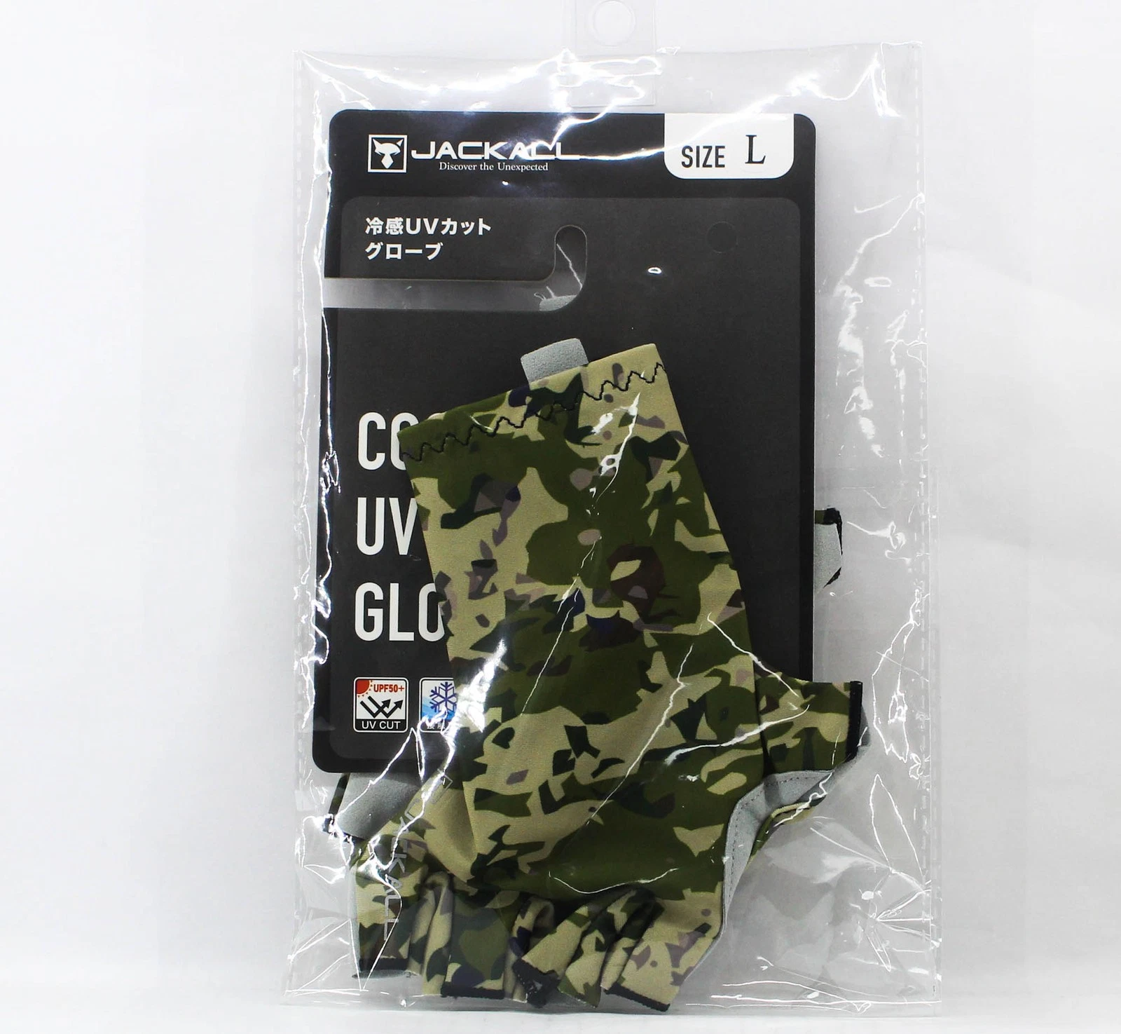 Jackall Cool Touch UV Cut Gloves Sand Camo Size L (8167)