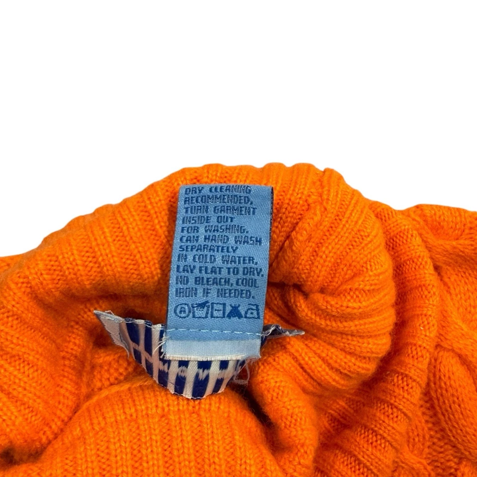 De Colección Don Caster Deportes Para Mujer 100% Cachemira Tejido con Cable Cuello Alto Talla S Naranja Foto 4 de 4