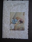 UNUSED vintage greeting card American Greetings FRIENDSHIP Girl & Cat On Bed — photo 1