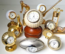 Small Metal Novelty Quartz Clock Sports Golf Rugby Tennis Bowls William Widdop