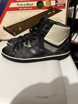 Louis Vuitton Damier Black Leather Hi Tops Trainers Size Lot MS0142 Size 9.5us