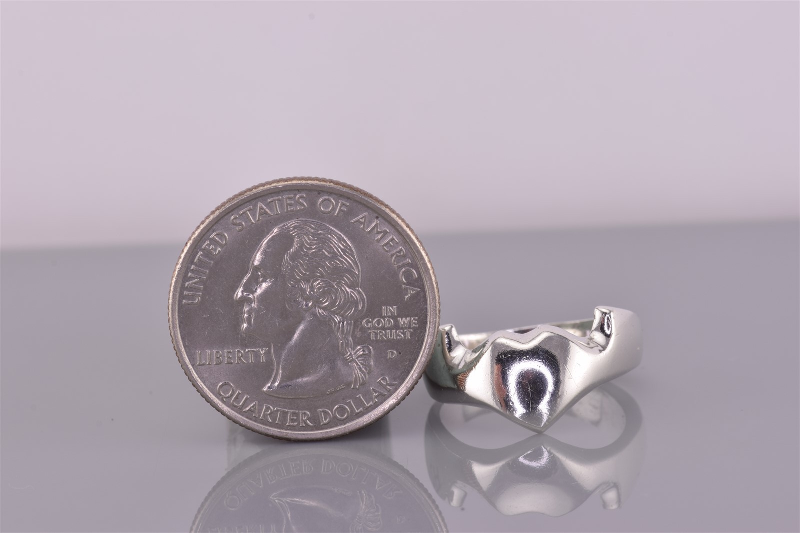 Sterling Silver Solid Drop Down Heart Winged Band… - image 8